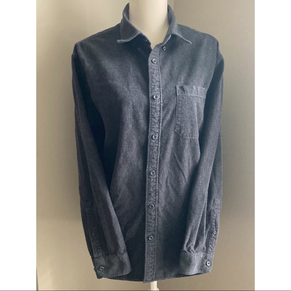 Eddie Bauer Flannel Dark Grey Button Down Shirt